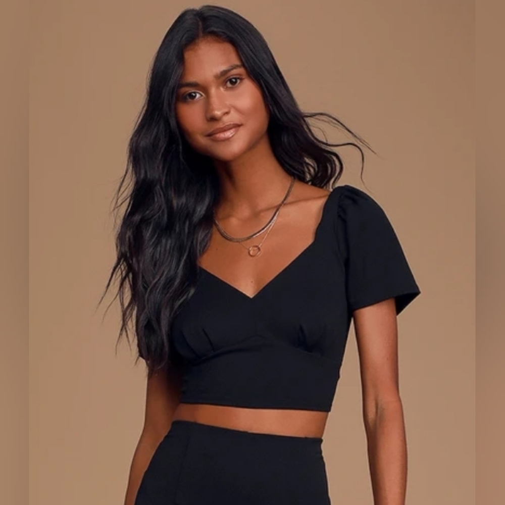 Lulu's Limousine Dreams Black Puff Sleeve